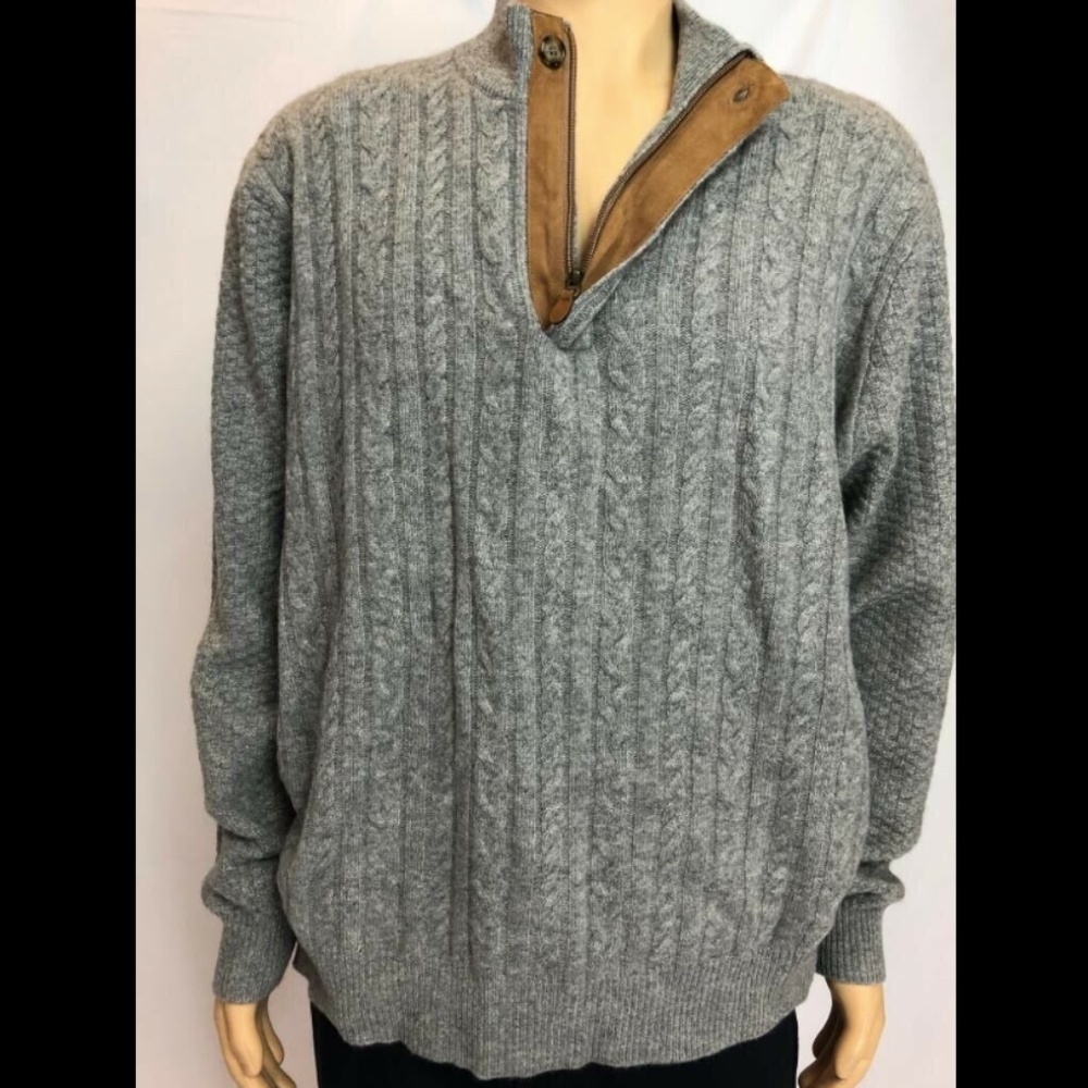 Raffi Mens Sweater Pullover Cable Knitted Gray XXL - Picture 2 of 8